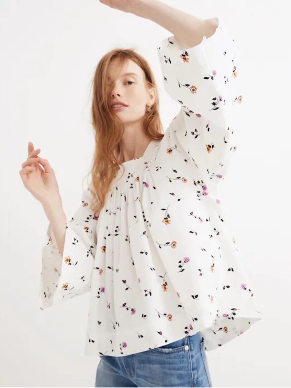 Madewell Square-Neck Top in Sweet Blossoms